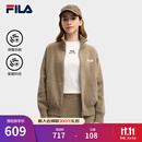FILA斐乐官方女士编织外套2025冬新款时尚休闲宽松拉链毛衣开衫 豆青褐-BN M 165/84A/M