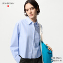 优衣库女装男装牛津纺箱型条纹衬衫/长袖合作款新款479975 483601 479975/61水蓝色 M