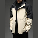 UOSO男士冲锋衣男三合一秋冬季2025新款夹克可拆防风保暖户外连帽外套 卡其色*2 5XL 195 【适合200-220斤】