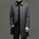 花花公子（PLAYBOY）秋冬季商务休闲长款男士羊毛大衣羊毛呢子风衣中老年加厚外套 WAZ-C8502灰色 M 170