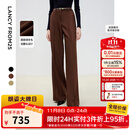 朗姿商务通勤职业直筒西服裤冬新款休闲修身气质黑色西装裤女 红驼色 L