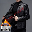 BG GLAMURB轻奢品牌真皮皮衣男士机车皮夹克海宁春秋季加绒绵羊皮翻领中年外 黑色（薄绒）  XL 180/92A -建议125-145斤