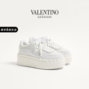 华伦天奴VALENTINO女士 FREEDOTS XL 牛皮革厚底休闲运动鞋 白色 35.5