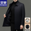 罗蒙（ROMON）高端轻奢100%纯山羊绒大衣男中长款水貂皮鹅绒内胆保暖加厚冬外套 藏青色 100%山羊绒/鹅绒+水貂毛皮拼接内 L 175