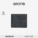 个乐经典羊皮短款钱包手工真皮多卡位卡夹卡包情侣礼物 经典黑（小男孩）