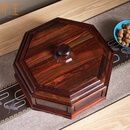 老挝大红酸枝果盘红木中式复古干果盒实木糖果盒零食盒五格子带盖 大红酸枝【素面】