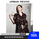 UR【钟楚曦同款】2025秋季新款女装潮流褶皱超长风衣UWJ150068 酒红色 S