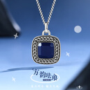 万福龙铂金PT950方形珐琅复古做旧项链高级轻奢七夕送礼 珐琅复古项链 长54cm 重约13.2~13.3g