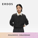 ERDOS 25秋冬小翻领装饰绞花花朵宝石胸针优雅女开衫羊绒衫 深灰 M 165/84A