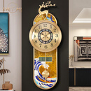 伊弥新中式黄铜挂钟家用墙面轻奢装饰时钟客厅创意摇摆钟表静音石英钟 经典款-乘风破浪《进口机芯》