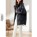 AllSaints连帽加厚真皮羽绒服女2025新款时尚宽松绵羊皮皮衣中长外套年轻款 L   建议135—145（斤）