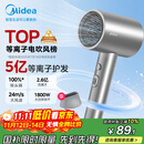 美的（Midea）5亿等离子护发电吹风 家用负离子吹风筒 1800W大功率便携吹风机FJ308银 国家补贴 节日/生日礼物