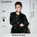 ANN ANDELMAN【吴千语同款】工装皮衣高级感抽绳皮收腰黑色皮外套 黑色 XS