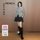 MO&Co.【秦岚同款】裙裤2025冬新品智性学院格纹压褶A字短裙MBE4SOTT05 灰黑格 M /165