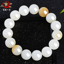 百星一月糖羊脂玉和田玉手串 男款素圈圆珠手串和田玉 珠串手链百搭贵气 约14毫米KXD3077z