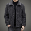 UOSO轻奢品牌毛呢夹克男冬季翻领加厚麻花皮毛一体双面穿颗粒绒外套 预估到手价2899 M 170