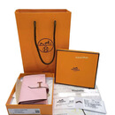 HERMES【二手99新】未使用爱马仕 bearn卡包 有零钱包 3Q樱花粉银扣 山羊皮 女士包袋 99新/未使用女士卡包