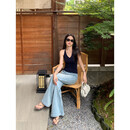 松弛vibe V领吊带背心女夏外穿辣妹工字露背无袖上衣 藏青色 第二批 S