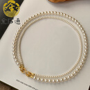 金石通法国  双层正圆强光珍珠项链女复古叠戴毛衣链 主图款(可拆卸)