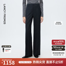 朗姿深灰色直筒裤腿羊毛西装裤女压褶通勤风西服裤2025年冬季新款 深灰色 L