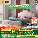 慕思（de RUCCI）儿童床悬浮床实木硅胶软包女孩公主床青少年男孩床 粉色 1.5*2米