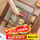 木雅轩胡桃木实木果盘零食盘客厅大号水果盘家用干果收纳盒木质糖果盘 九宫格干果盒（含玻璃碗）