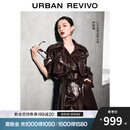 UR【钟楚曦同款】2025秋季新款女装潮流褶皱超长风衣UWJ150068 酒红色 S