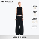 ANN ANDELMAN【王玉雯同款】官方直营 牛仔腰头拼接西裤直筒长裤 黑色 S
