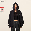 SMFK十字花经典拉链帽衫明星同款CH005B1/F/K户外休闲刺绣连帽上衣 荒野黑 M