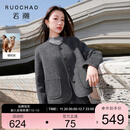 三彩【骆驼绒】大码女装2025冬季新款短款双面呢大衣外套胖MM