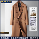 UOSO男式大衣秋冬长款过膝双排扣羊毛风衣青年白鸭绒内胆保暖毛呢外套 团购定制 咨询领优惠 L 175