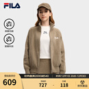 FILA斐乐官方女士编织外套2025冬新款时尚休闲宽松拉链毛衣开衫 豆青褐-BN M 165/84A/M