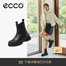 爱步（ECCO）*厚底切尔西靴女 倪妮同款一脚蹬女靴中筒牛皮靴 踪迹220753 HL 黑色22075301001 37
