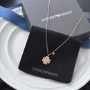 阿玛尼（ARMANI）幸运四叶草项链925银锁骨链轻奢祈愿毛衣链 玫瑰金