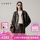 朗姿/LANCY【羊皮】2025秋季新款复古廓形美拉德高级感真皮衣外套 深棕色 L