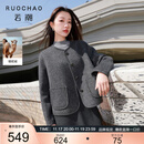 三彩【骆驼绒】大码女装2025冬季新款短款双面呢大衣外套胖MM