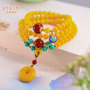 拉韫翡音多圈蜜蜡手串女天然原矿鸡油黄琥珀108颗念珠手链平安扣手饰 蜜蜡手串6mm