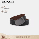 蔻驰（COACH）【品牌直供】男士C纹板扣宽版牛皮革腰带38MM黑色配棕色CQ009