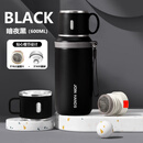 [年末特惠]2025新款高颜值带杯盖女士泡茶不锈钢保温杯666 黑色【600ml时尚保温杯】