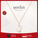 Qeelin麒麟官方Wulu系列18K玫瑰金镂空镶钻葫芦项链 玫瑰色18K金 均码