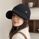 【加厚款】2025年秋冬新款宽檐显脸小外出可挂口罩加绒加厚百搭 黑色【加厚款】 均码