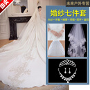 SMVP法国品质抹胸缎面主婚纱新款新娘法式简约高级质感奢华长拖尾出门 拖尾款（加七件套） S