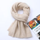 鄂尔多斯市高端送礼纯山羊绒围巾男加厚保暖防风防寒爸爸老公围脖 米色 均码