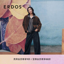 ERDOS【秀场同系列】25秋冬V领皮毛一体两穿拉贡女皮外套夹克 橄榄绿 M 165/84A