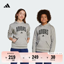 adidas男女大童休闲抓绒连帽卫衣秋季新款阿迪达斯官方轻运动   中麻灰/黑色   164