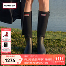 HUNTER女士雨鞋户外鞋Refined高筒靴拉链拼接款长筒靴女靴雨靴 黑色/BLK 38