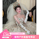 OEMG【高端轻奢】法式抹胸在逃公主轻婚纱礼服2025新款新娘高级质感高 白色齐地婚纱 2XL XXL