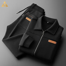 BG GLAMURB奢侈品牌男装套装高端复合加绒保暖羊毛呢开衫卫衣两件套男士翻领 黑色 L 50