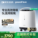 鱼跃制氧机5L升超轻音家用老人医用级吸氧气触屏带雾化8F-5W