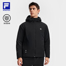 FILA 斐乐官方男士棉服2026春健身运动简约宽松保暖连帽外套 深黑-BK XL 180/100A/XL